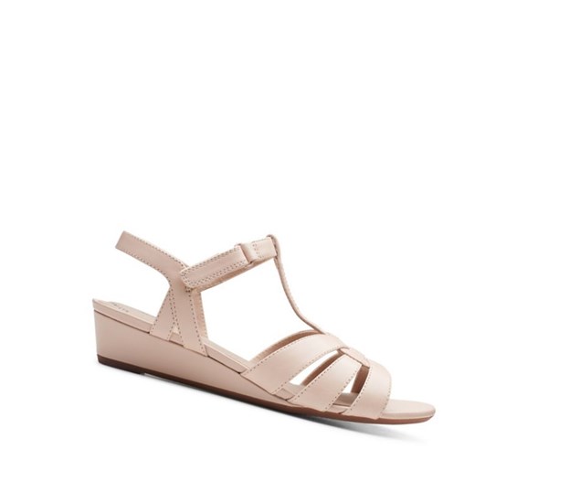 Clarks Abigail Leder Keilabsatz Sandalen Damen Hautfarbe | RTCI52371
