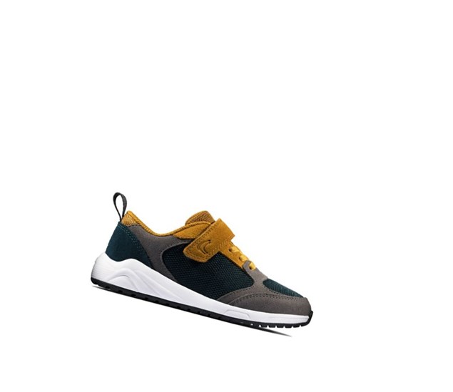 Clarks Aeon Flex Textil Sneakers Jungen Dunkelgrau Gelb | KYCR24169