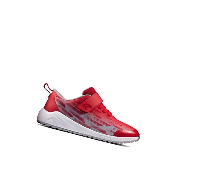 Clarks Aeon Pace Leder Sneakers Jungen Rot Grau | FULM96482