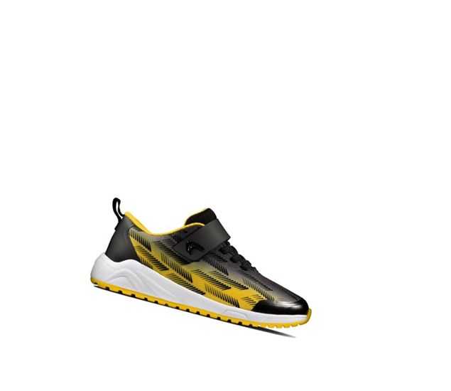 Clarks Aeon Pace Leder Sneakers Jungen Schwarz Gelb | HKGC36972