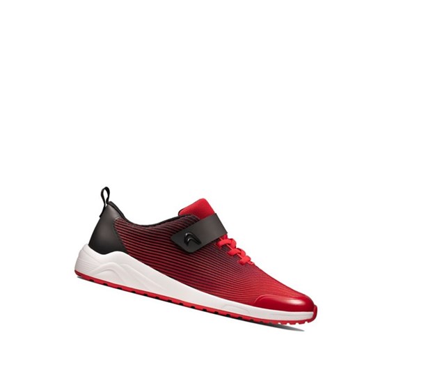 Clarks Aeon Pace Leder Sneakers Mädchen Rot | YHEC71463