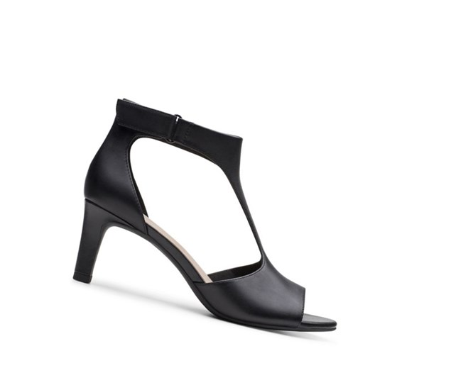 Clarks Alice Flame Leder Sandalen Absatz Damen Schwarz | YGBV56013