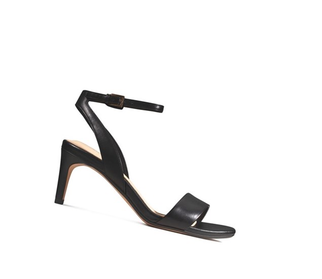 Clarks Amali Jewel Leder Sandalen Absatz Damen Schwarz | MWLN58094