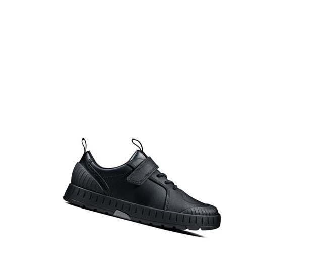 Clarks Apollo Step Leder Lederschuhe Jungen Schwarz | UXZS93162