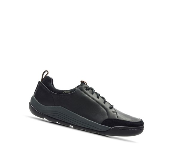 Clarks Ashcombe Bay Gore-tex Leder Lässige Turnschuhe Herren Schwarz | OBGV68157