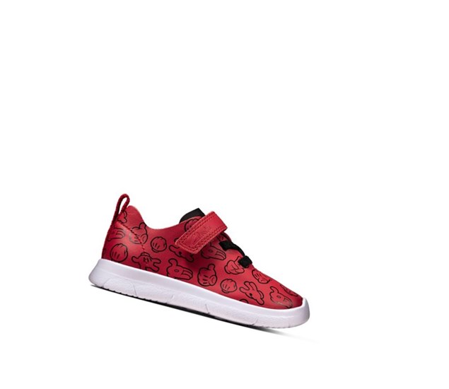 Clarks Ath Comic Leder Sneakers Jungen Rot | ZVPA15608