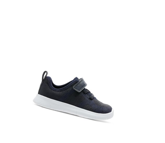 Clarks Ath Flux Leder Lederschuhe Jungen Navy | LGFR87904