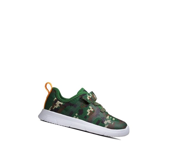 Clarks Ath Flux Textil Sneakers Mädchen Olivgrün Camouflage | PVKA37425