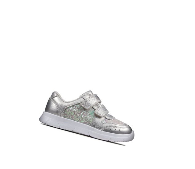 Clarks Ath Sonar Leder Sneakers Mädchen Silber | DHOJ58163