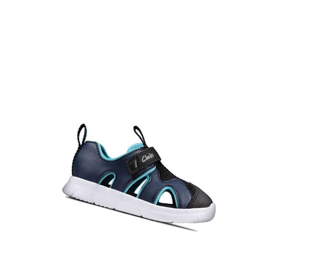Clarks Ath Surf Synthetik Lässige Sandalen Mädchen Navy | RMQH78046