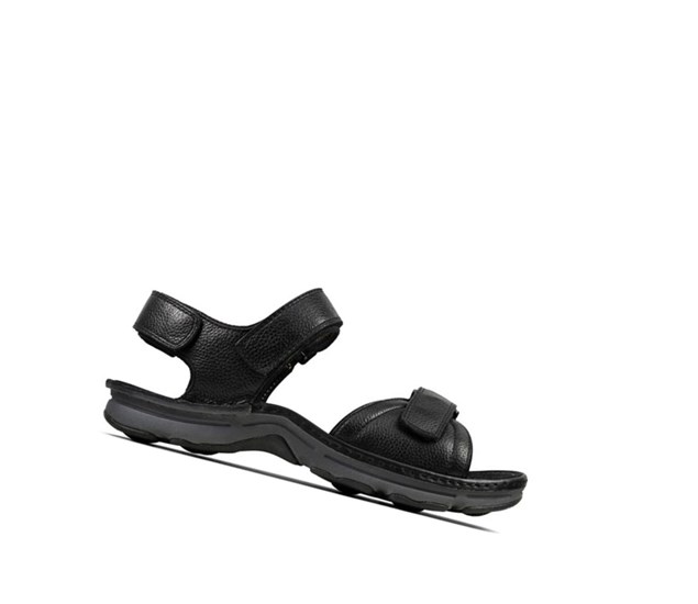 Clarks Atl Part Leder Lässige Sandalen Herren Schwarz | SGIY06198