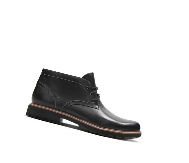 Clarks Batcombe Lo Leder Wüstenstiefel Herren Schwarz | CGQO18374