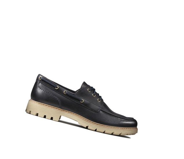 Clarks Batcombe Sail Leder Bootsschuhe Herren Navy | UJKI97038