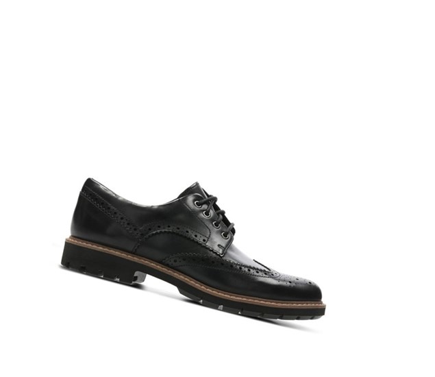 Clarks Batcombe Wing Leder Lederschuhe Herren Schwarz | PKBY03945