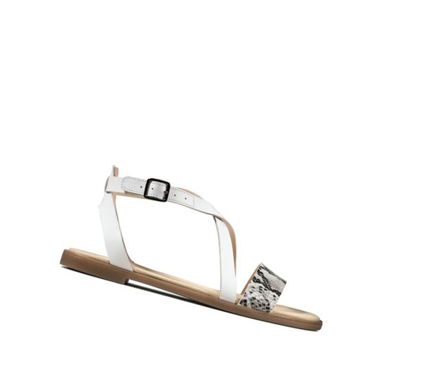 Clarks Bay Rosie Leder Flache Sandalen Damen Grau Schlangenoptik | KPJT52043
