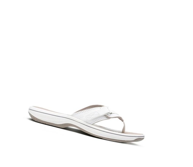Clarks Brinkley Sea Synthetik Flip Flops Damen Weiß | KJVW31650