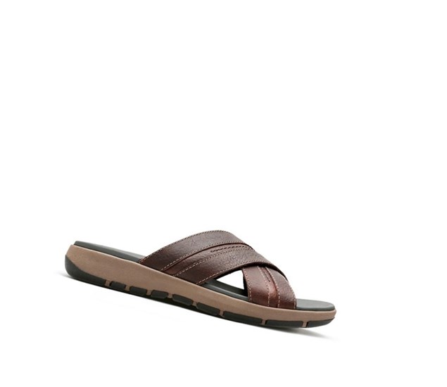 Clarks Brixby Cross Leder Lässige Sandalen Herren Dunkelbraun | HSUG27156