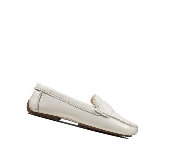 Clarks C Mocc Leder Slip On Schuhe Damen Weiß | KWAQ18376