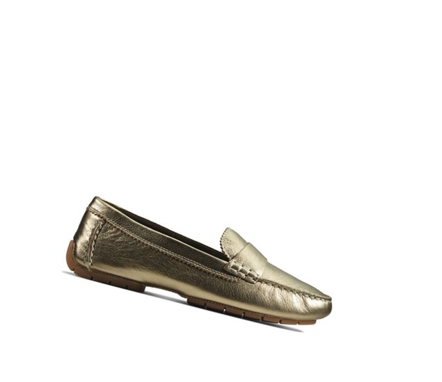 Clarks C Mocc Leder Slip On Schuhe Damen Gold | OCEA65384