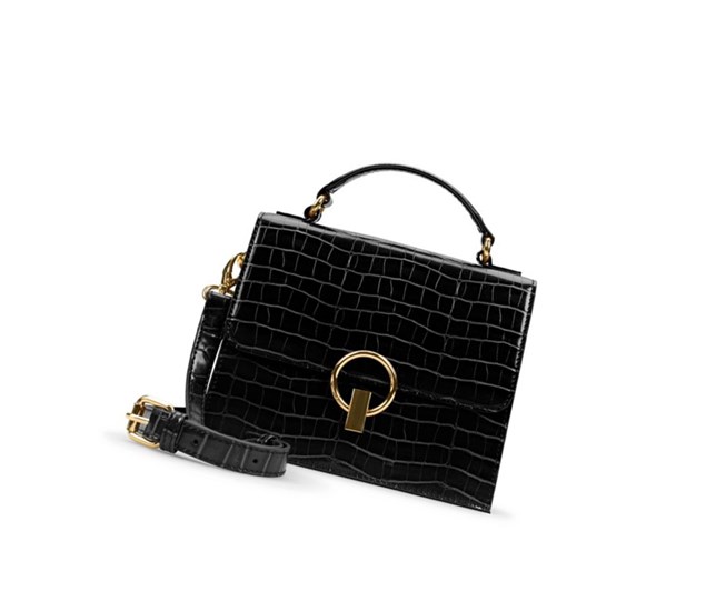 Clarks Cabana Luna Croc crossbody taschen Damen Schwarz | DXYW32014