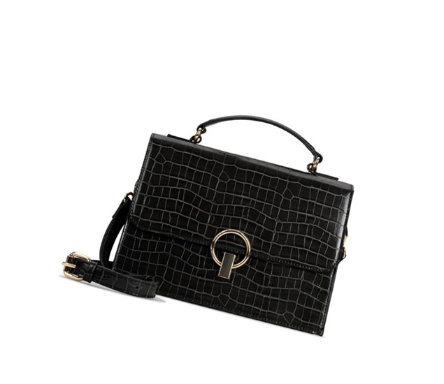 Clarks Cabana Moon Croc crossbody taschen Damen Schwarz | QLTC21493