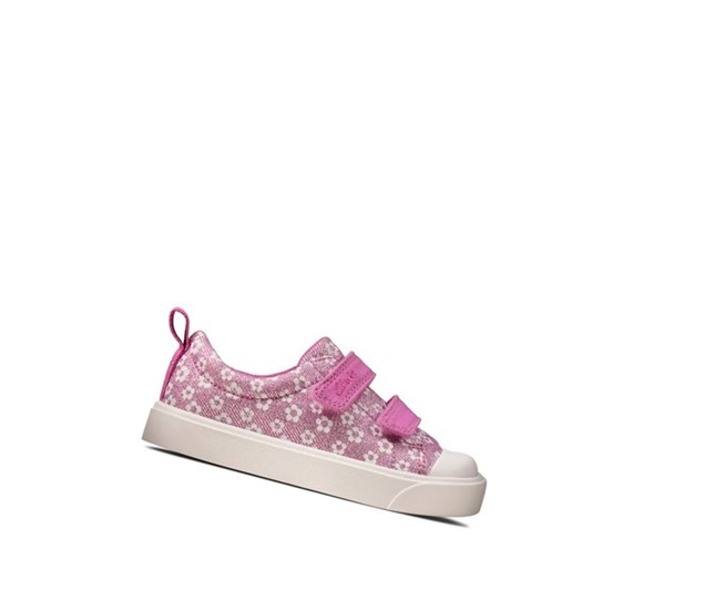 Clarks City Bright Floral Freizeitschuhe Mädchen Rosa | ADBC16342