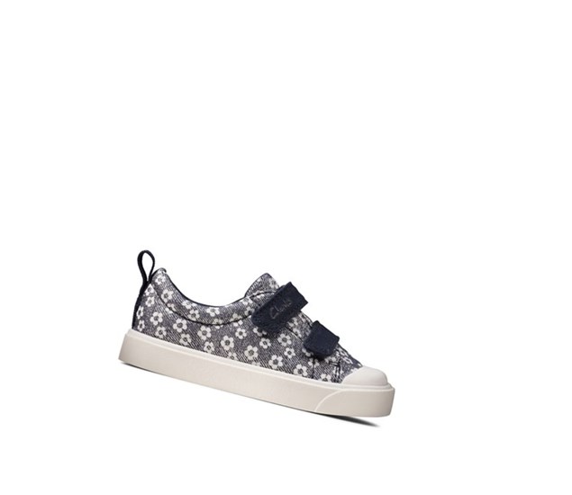 Clarks City Bright Floral Freizeitschuhe Jungen Navy | RSCT51469