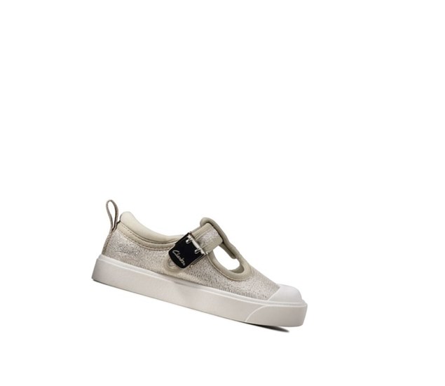 Clarks City Dance T-bar Freizeitschuhe Jungen Silber | DBUY41693