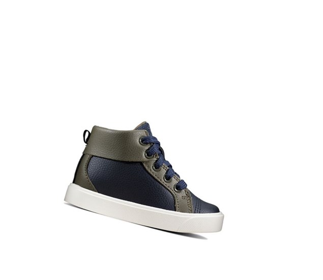 Clarks City Oasis Leder Lederstiefel Jungen Navy | GQZU18279