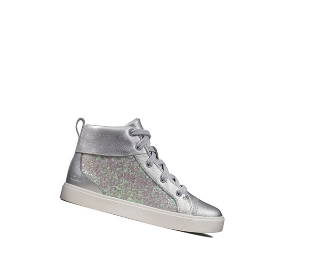 Clarks City Oasis Leder Lederstiefel Mädchen Silber Metal | WBFT93042