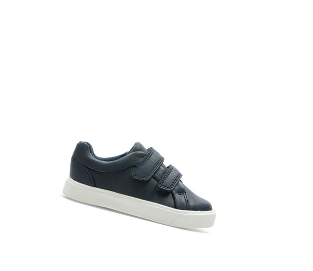 Clarks City Oasis Lo Leder Lederschuhe Mädchen Navy | KVJI90725