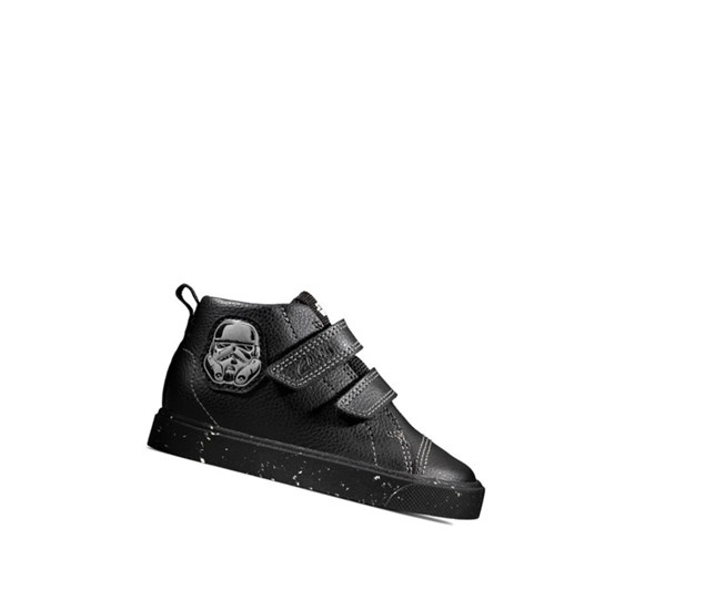 Clarks City Storm Hi Leder Lederstiefel Jungen Schwarz | GXLS14350
