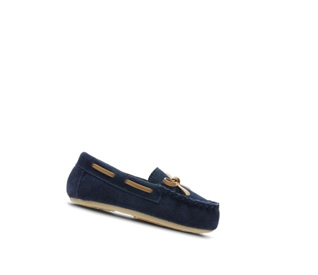 Clarks Crackling Flo Wildleder Hausschuhe Mädchen Navy | BWPC65428