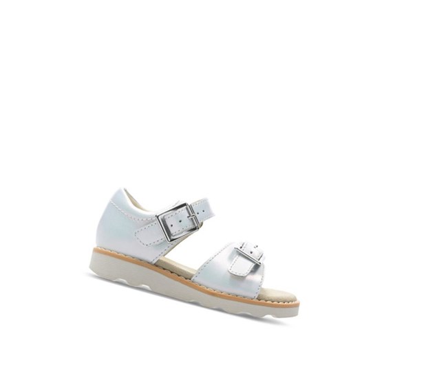 Clarks Crown Bloom Leder Lässige Sandalen Mädchen Weiß | JPEC93187