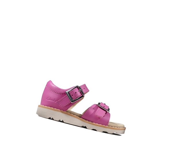 Clarks Crown Bloom Leder Lässige Sandalen Mädchen Rosa | SZKT54692