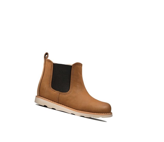 Clarks Crown Halo Leder Chelsea Boots Jungen Braun | KULD25173