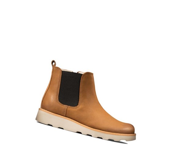 Clarks Crown Halo Leder Chelsea Boots Mädchen Braun | ZKWN64253