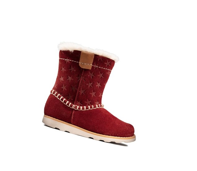 Clarks Crown Piper Wildleder Wildlederstiefel Mädchen Dunkelrot | NCZH68549