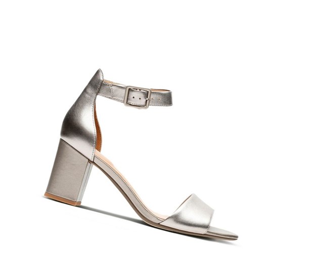 Clarks Deva Mae Leder Hohe Schuhe Damen Silber Metal | ONPM29046