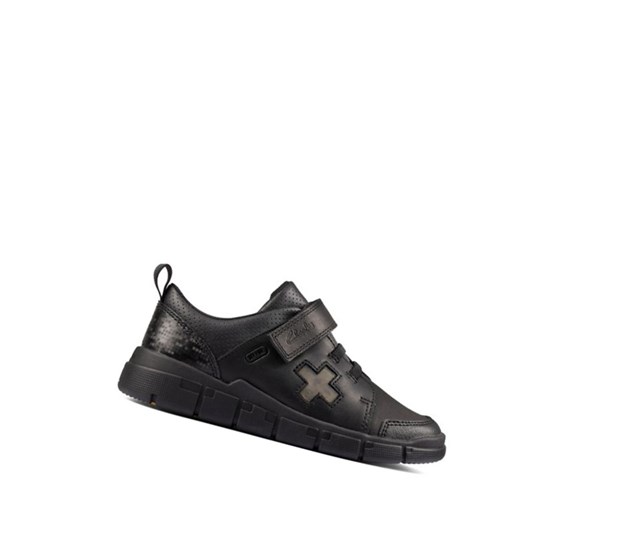 Clarks Encode Flash Leder Schulschuhe Jungen Schwarz | BCPS89627