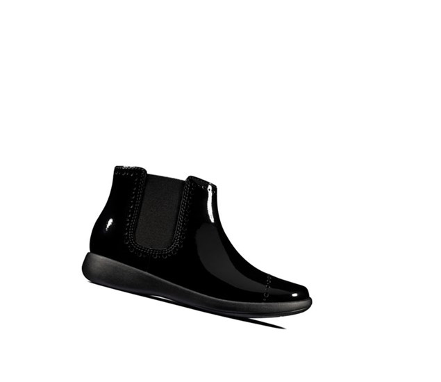 Clarks Etch Form Lack Stiefeletten Mädchen Schwarz | UOTE91740