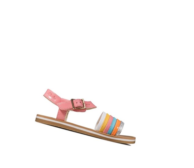 Clarks Finch Stride Leder Lässige Sandalen Mädchen Multicolour | JOHN57402