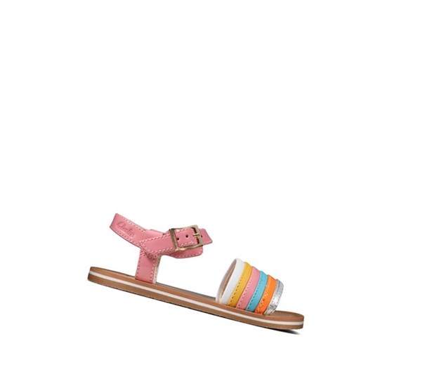 Clarks Finch Stride Leder Lässige Sandalen Mädchen Multicolour | QOPD02745