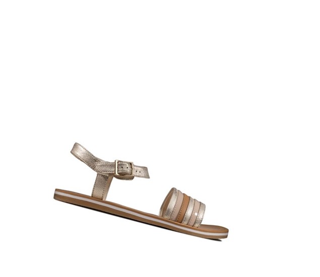 Clarks Finch Stride Lässige Sandalen Mädchen Gold | ACOD49735