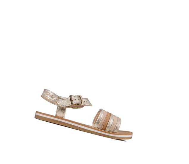 Clarks Finch Stride Lässige Sandalen Mädchen Gold | HUSI68174