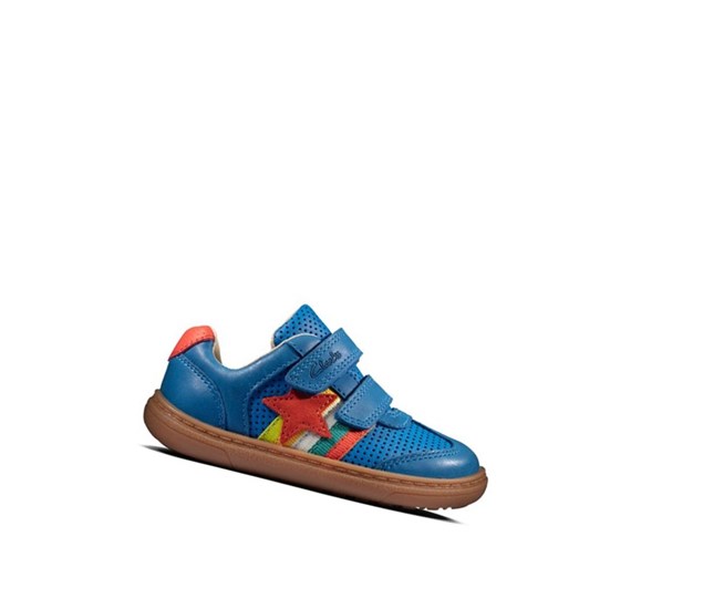 Clarks Flash Hot Leder Lederschuhe Jungen Blau | HYVQ35204