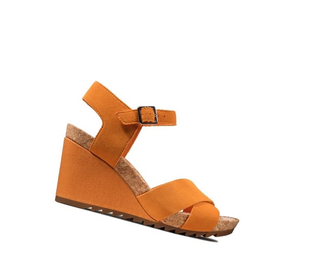 Clarks Flex Sun Wildleder Keilabsatz Sandalen Damen Orange | JGSW37640