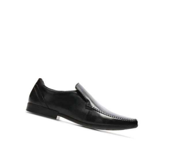 Clarks Glement Seam Leder Slip On Schuhe Herren Schwarz | STYU97418