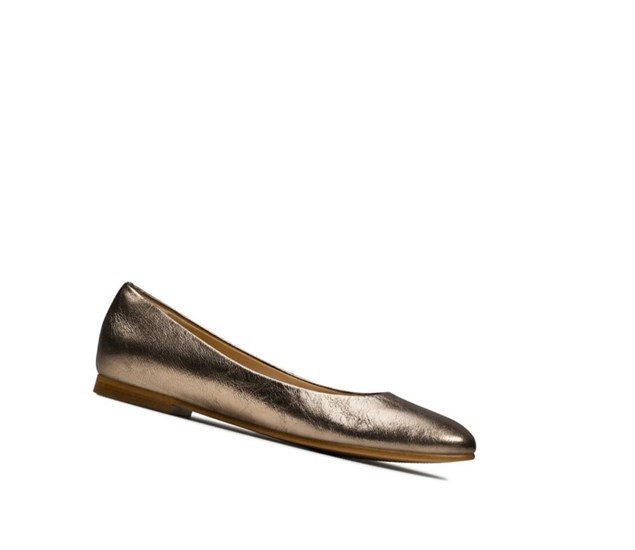 Clarks Grace Piper Leder Flache Schuhe Damen Gold | UEFH87546