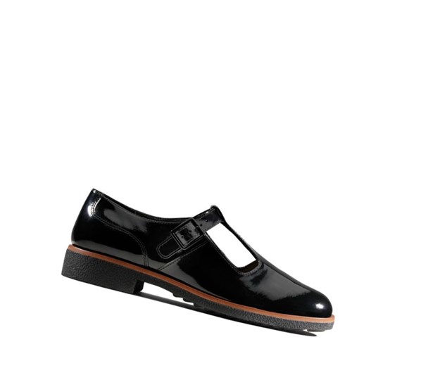 Clarks Griffin Town Lack Flache Schuhe Damen Schwarz | LWSK41650